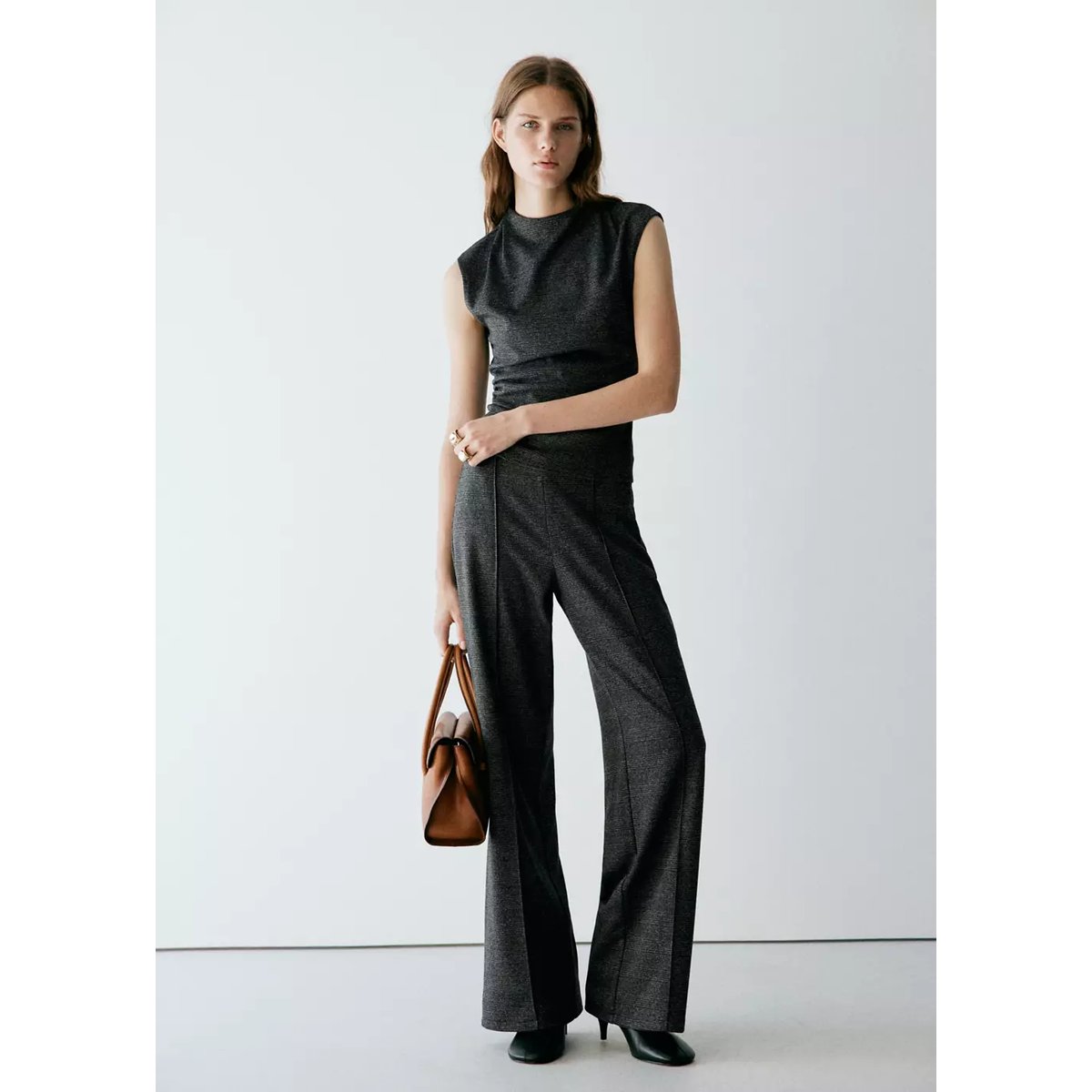 Haut imprimé détails drapés noir, MANGO