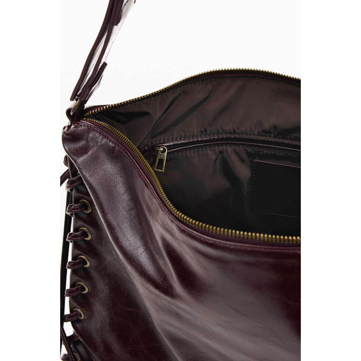 Grand sac brillant tressé marron, DESIGUAL
