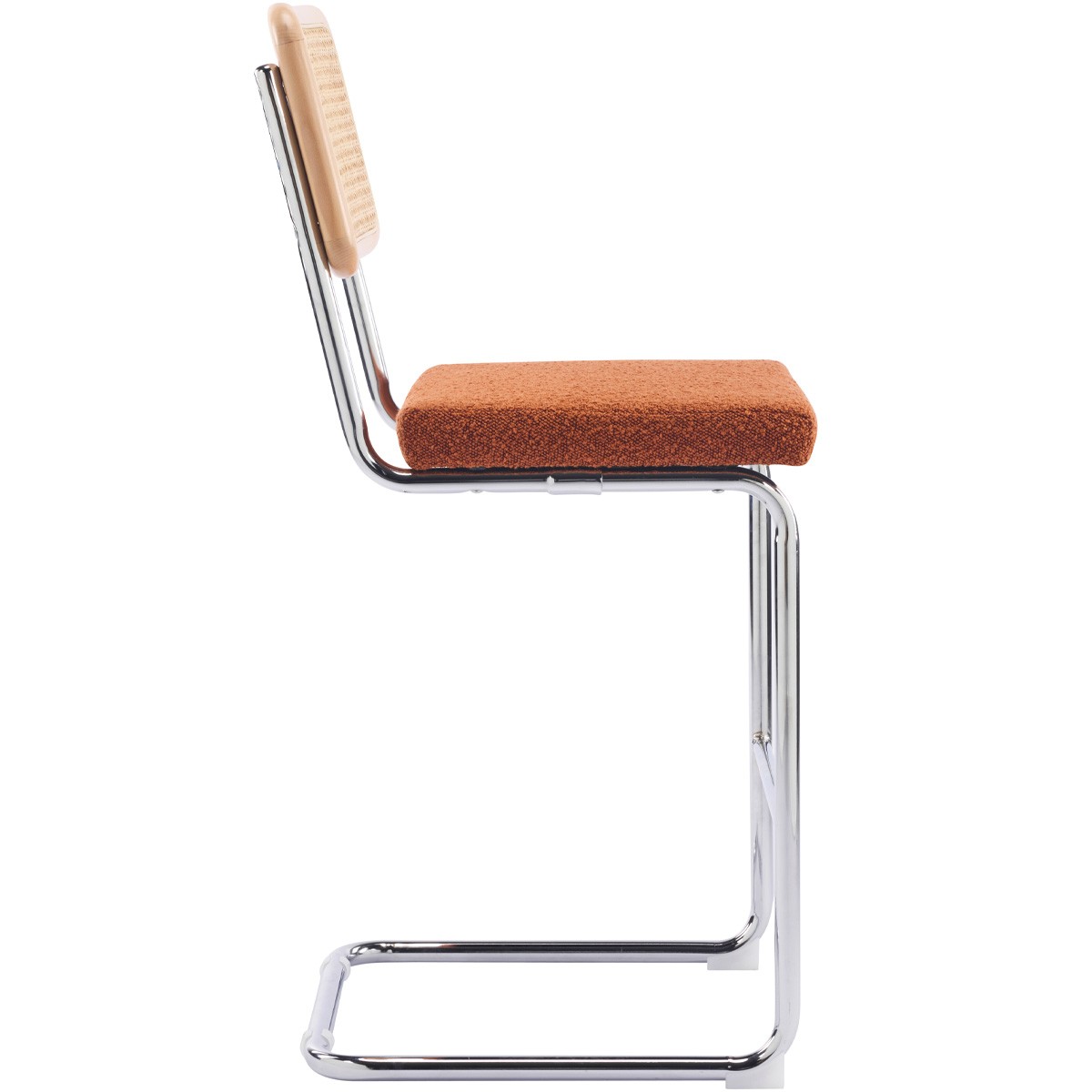 Lot de 2 tabourets de bar en cannage et tissu bouclé - MUSE rouille, HOMIFAB