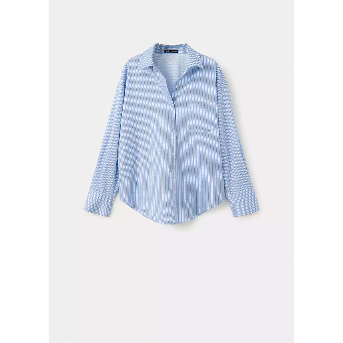 Chemise droite rayures marron, MANGO