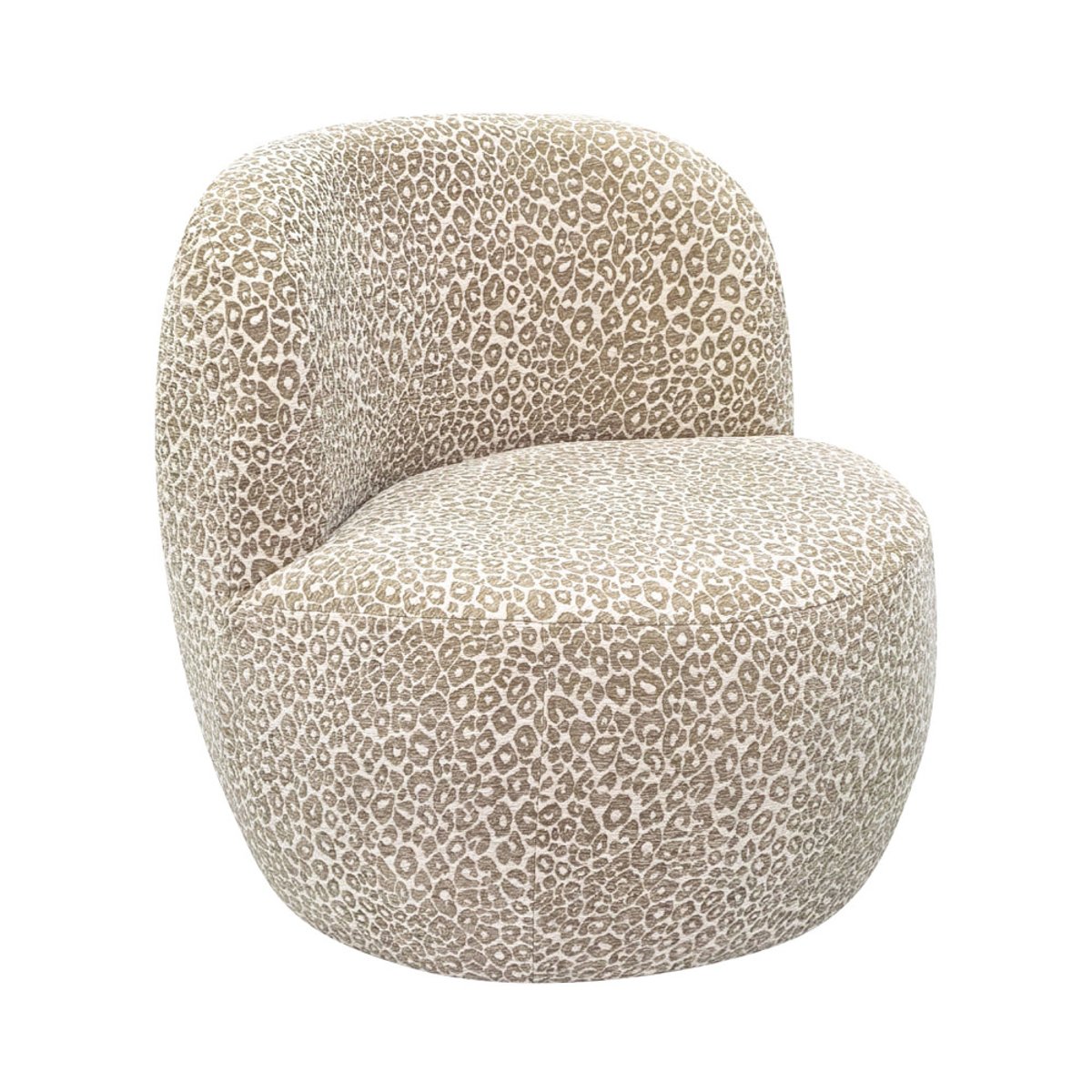 Fauteuil rond en tissu imprimé léopard- MO beige, DRAWER