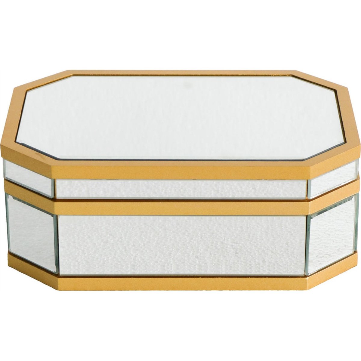 Boîte de rangement en verre effet miroir argent et doré, RECOLLECTION