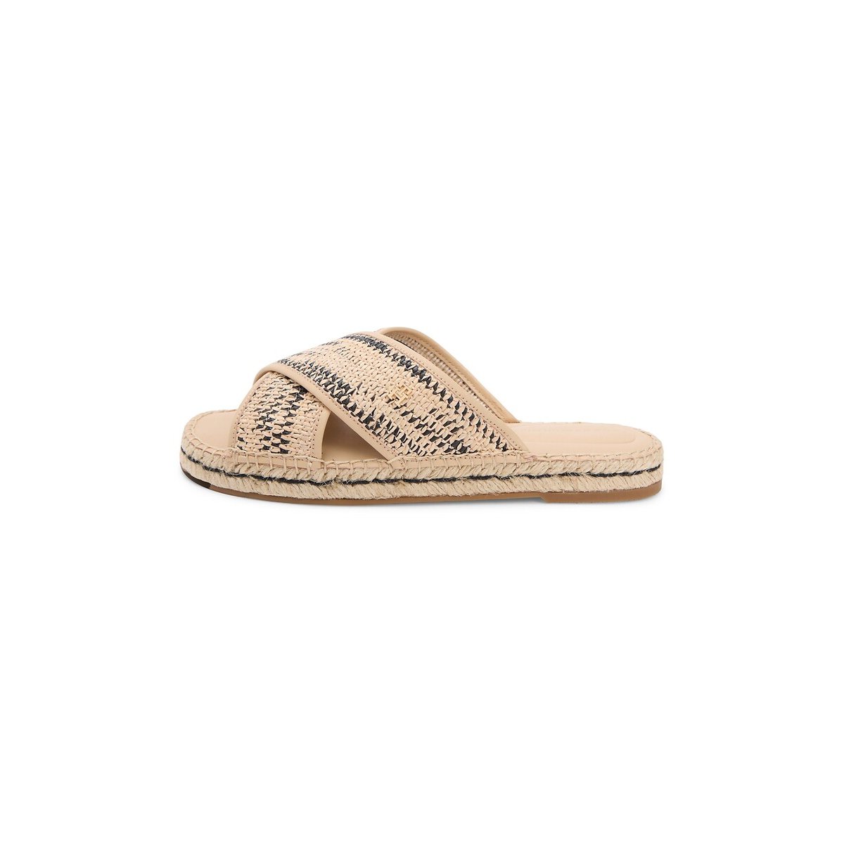 Espadrille mules en raphia beige/noir, TOMMY HILFIGER