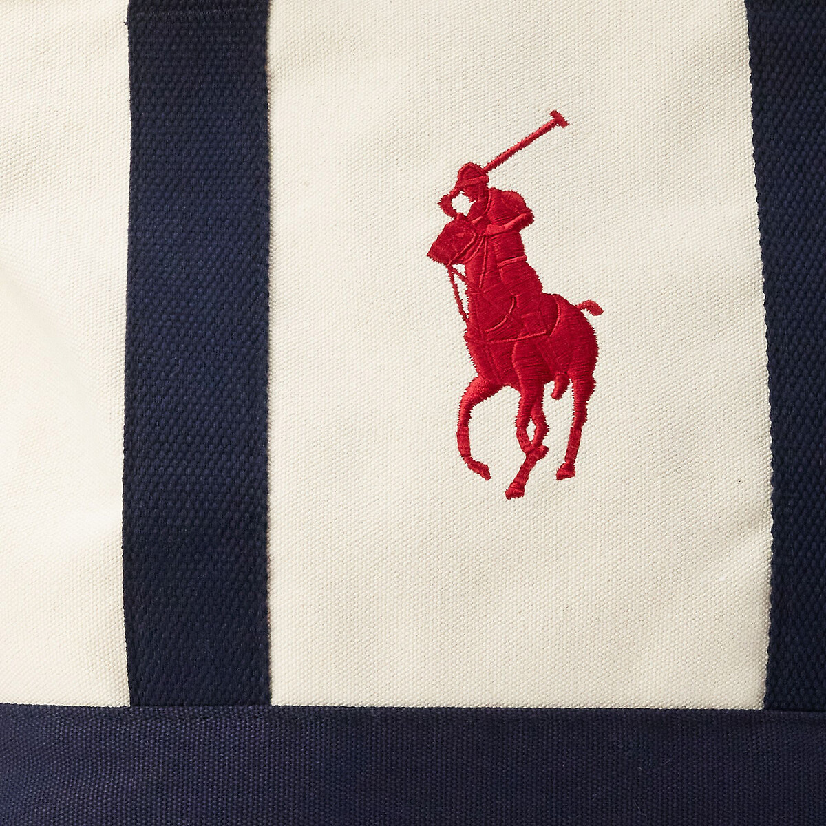 Embroidered Logo Cotton Handbag white + navy, POLO RALPH LAUREN