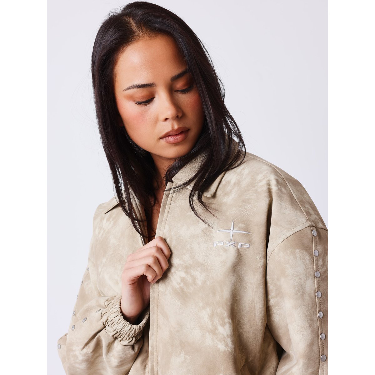 Veste en simili cuir Edgy vert sauge, PROJECT X