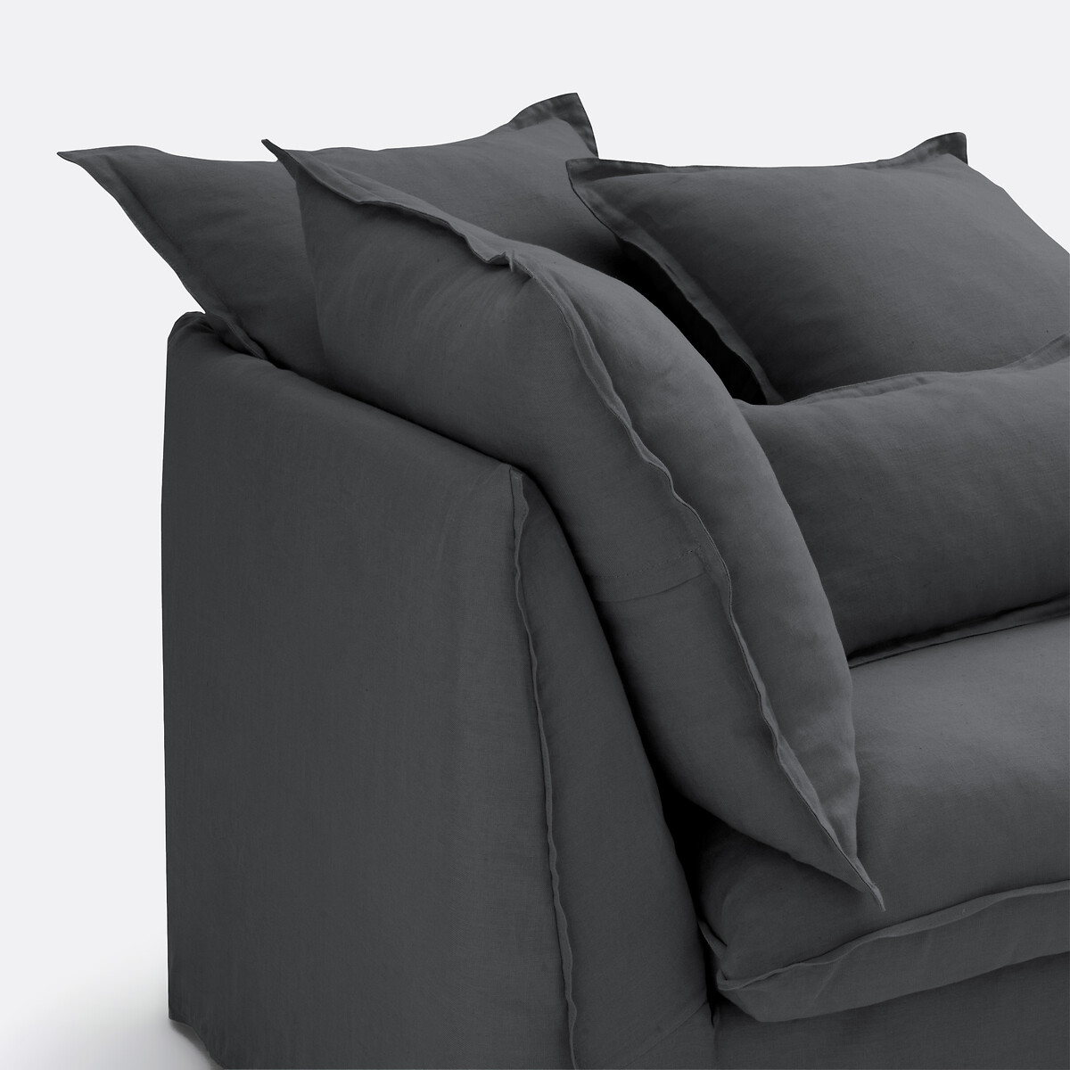Méridienne, déhoussable, en lin froissé, ODNA anthracite, LA REDOUTE INTERIEURS