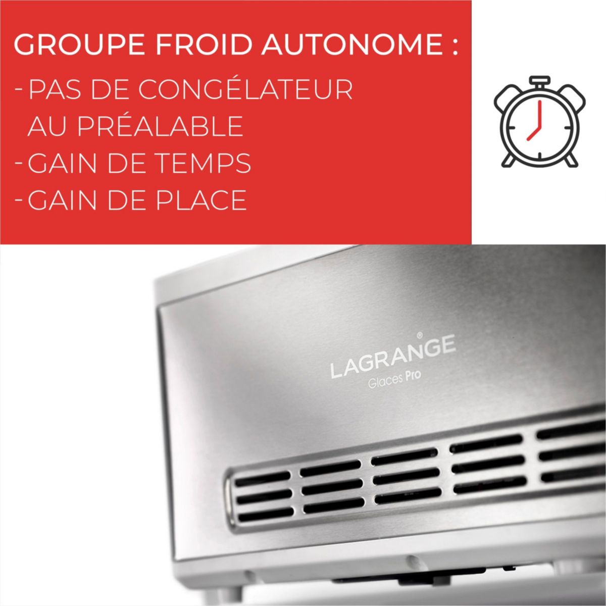Turbine à glace Glaces Pro 2L double cuve 419022 inox, LAGRANGE