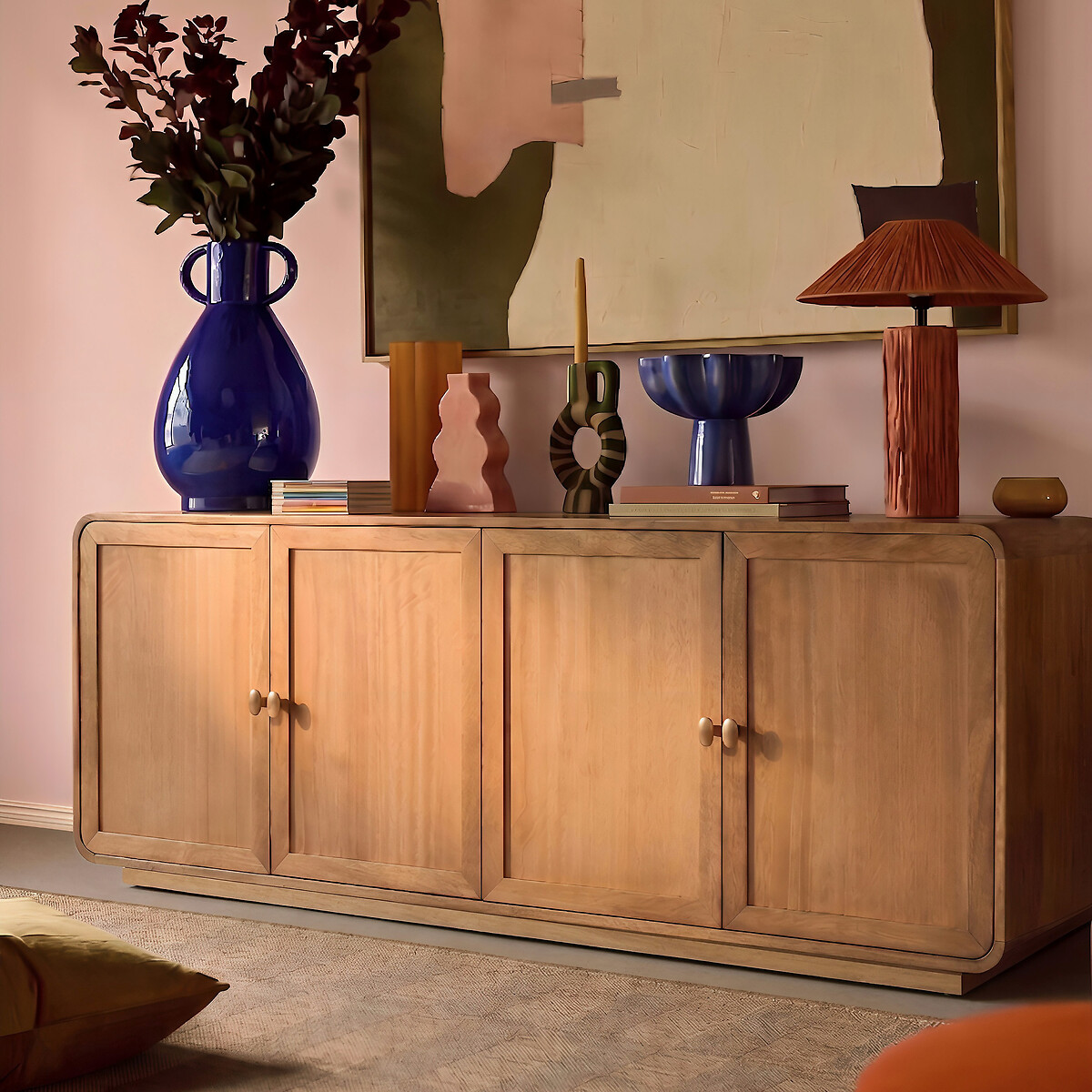 Halston Mango Wood 4 Door Sideboard light wood, SWOON