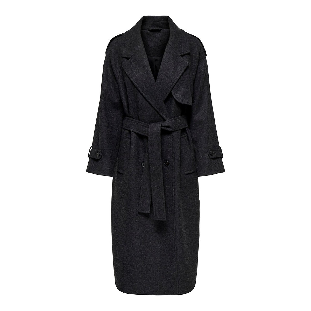 Long Belted Coat dark grey, ONLY