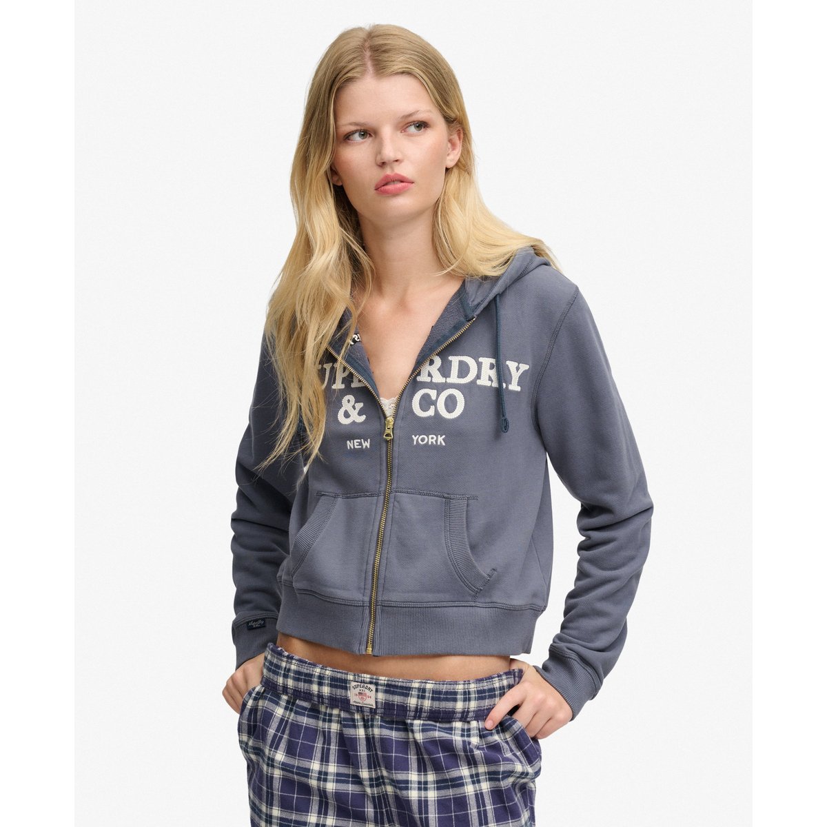 Sweat zippé à capuche Athletic Essentials coupe décontractée gris graphite, SUPERDRY