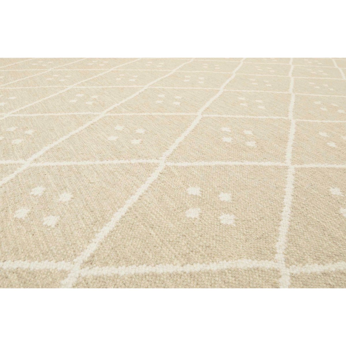 Tapis tissé main en laine motif losange ,  VERMONT crème beige, WECON HOME