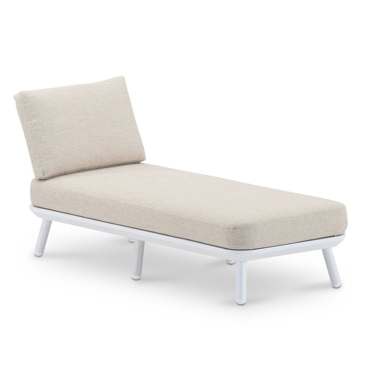 Chaise longue de jardin, MATILDA blanc, coussin beige, DEFORA HOME