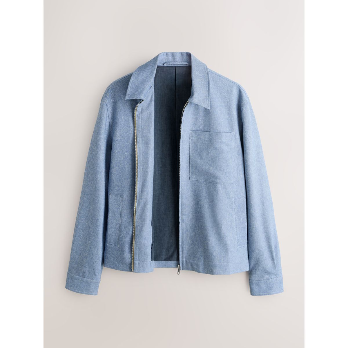 Veste habillée zippée contenant du lin bleu, NEXT