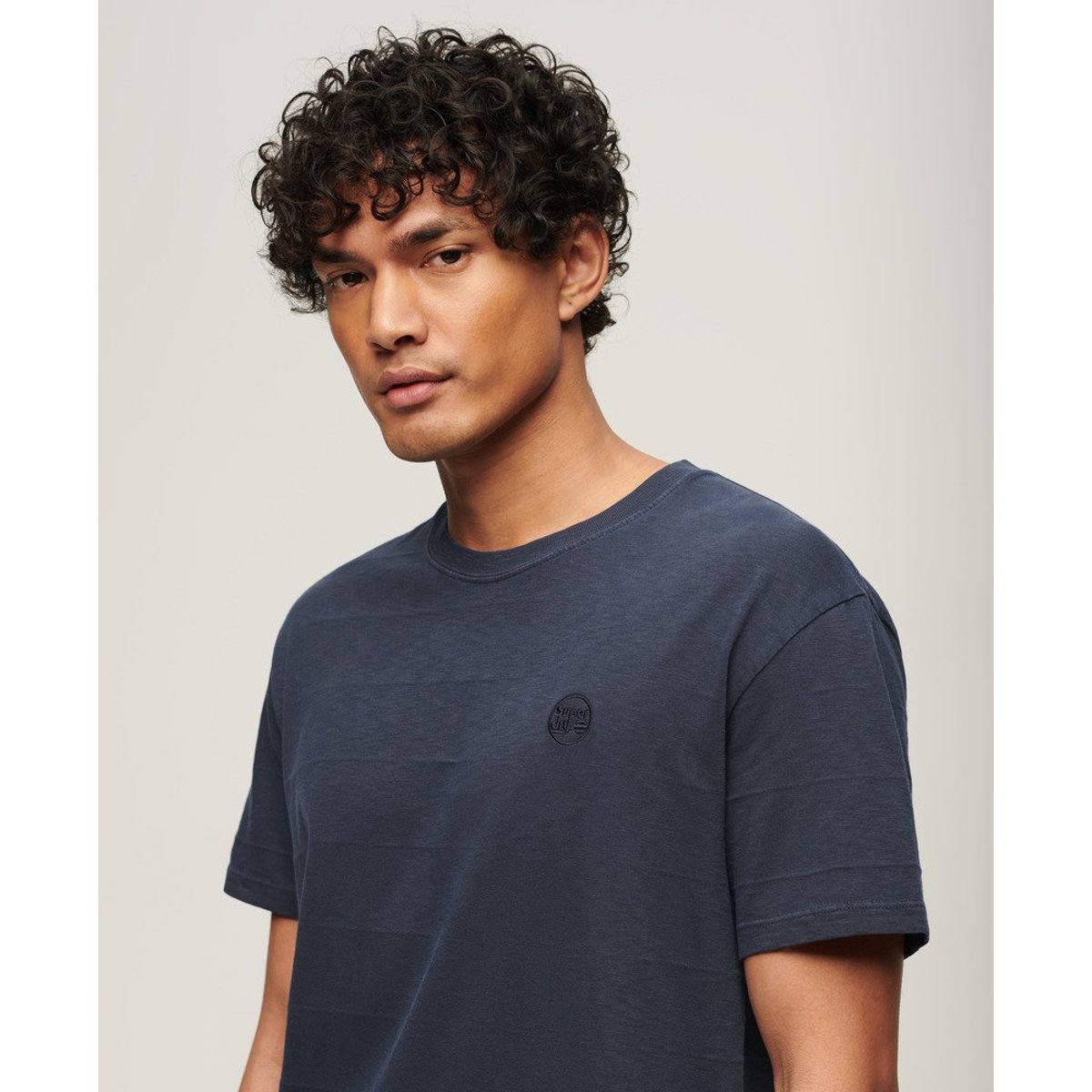 T-shirt Vintage texturé en coton bio bleu marine éclipse, SUPERDRY