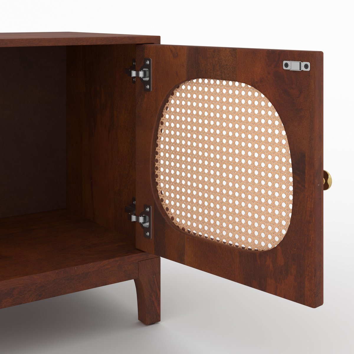 Table de chevet en bois de manguier et cannage - LANKA marron foncé, MAISON PAVANE