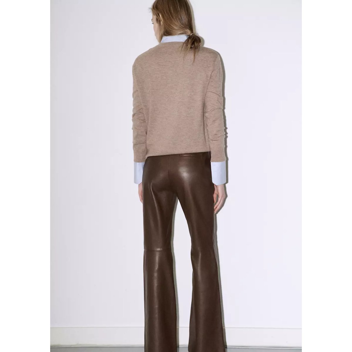 Pull-over 100 % laine col rond marron moyen, MANGO