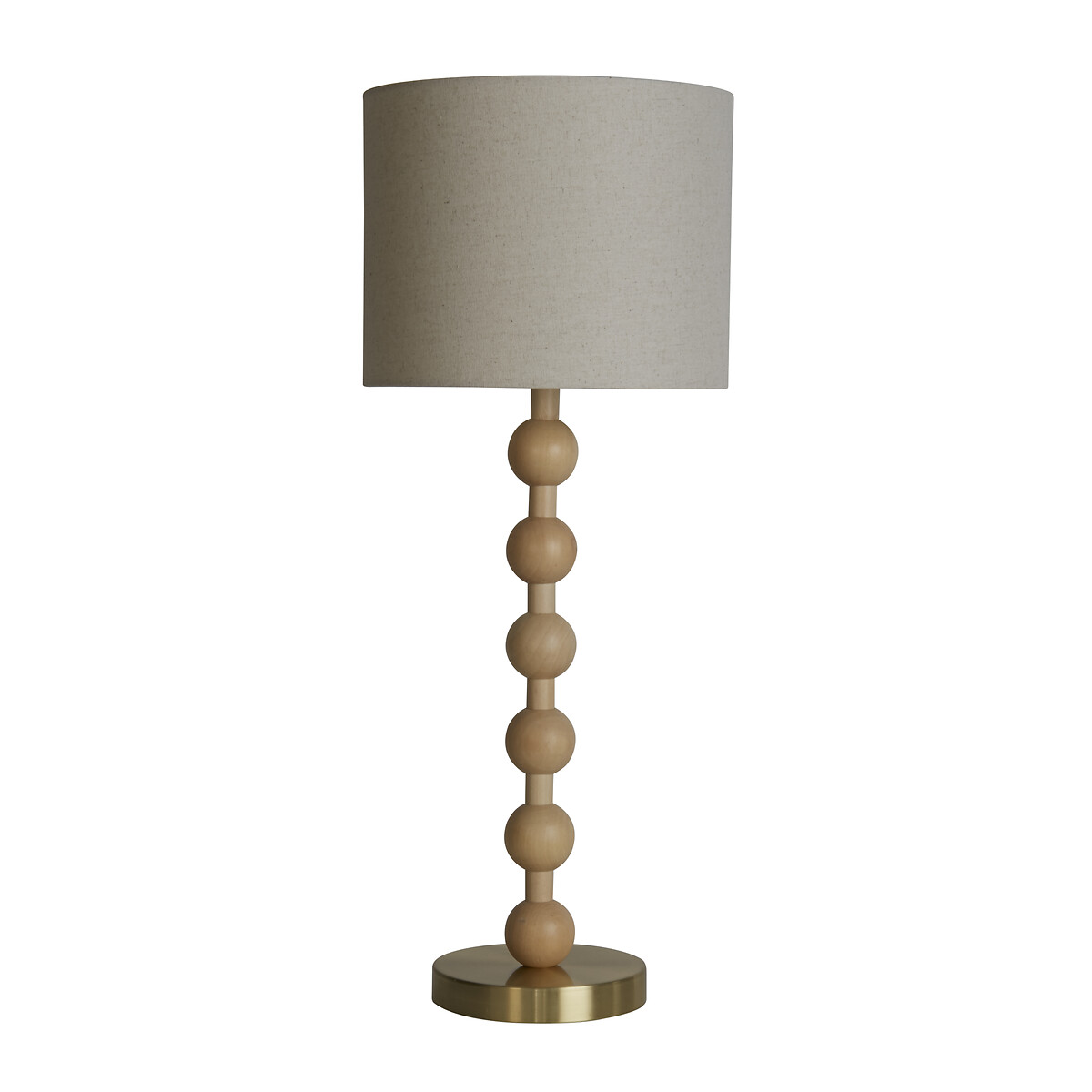 Bradford Wooden Bobbin Table Lamp with Linen Shade beige, SO'HOME