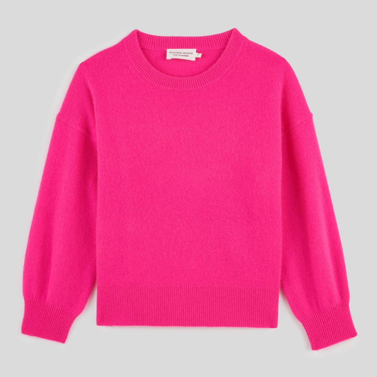 Pull uni en cachemire fluo rose, MONOPRIX
