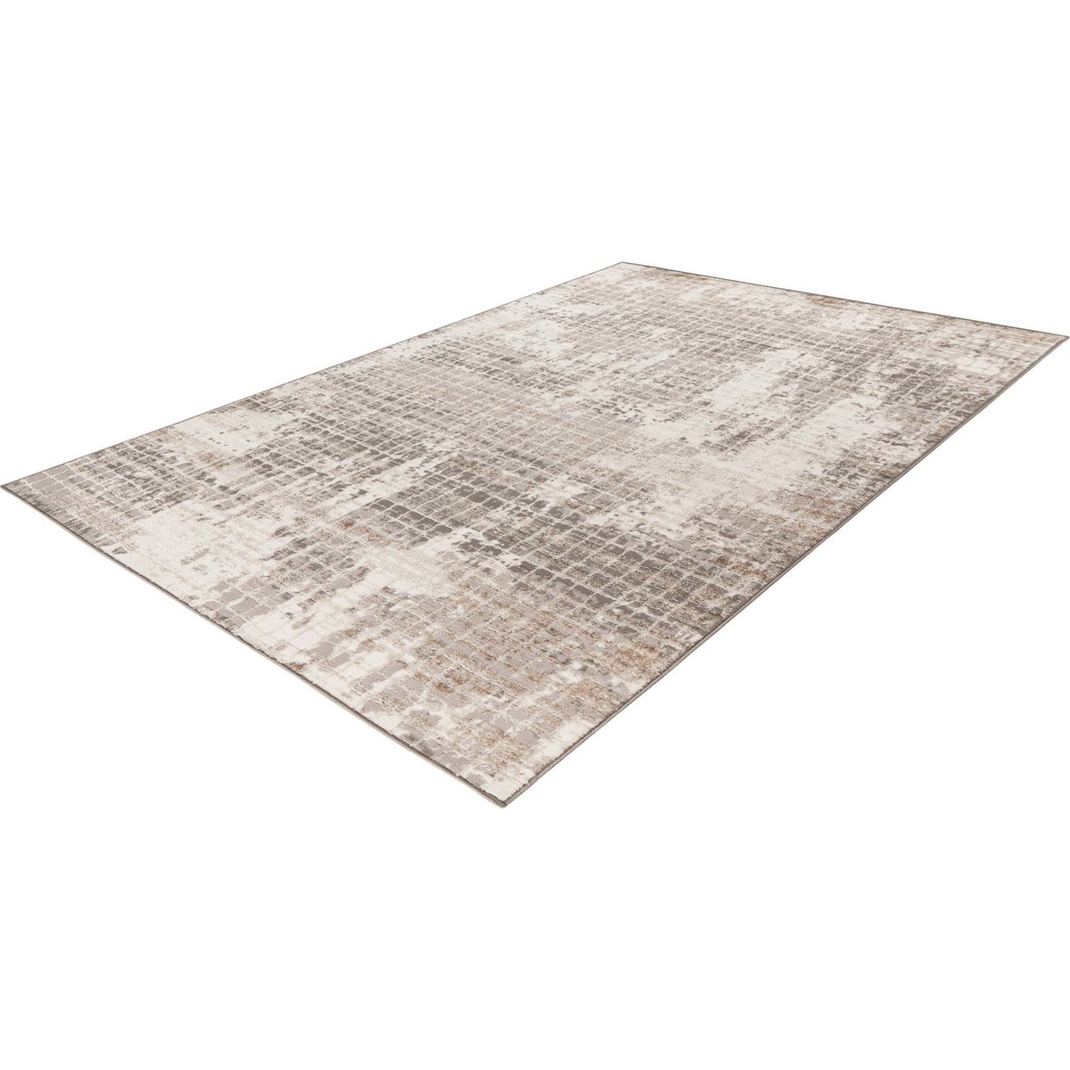 Tapis à poil court motif géométrique moderne gris clair nuancé beige et blanc, ARTE ESPINA
