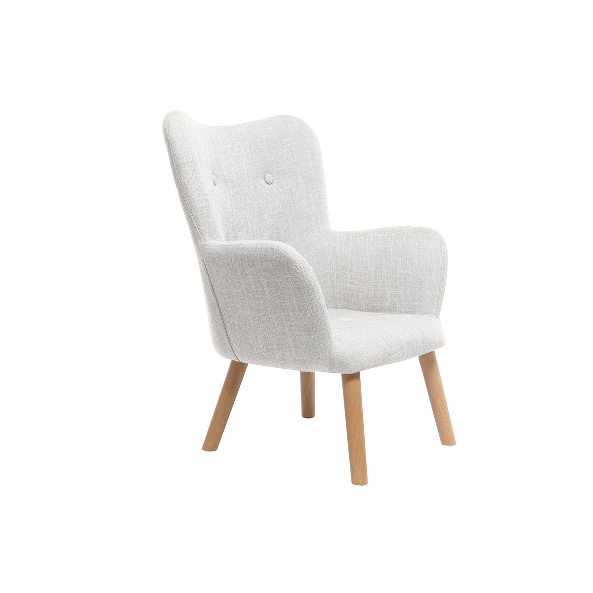 Fauteuil enfant scandinave en tissu et bois BABY BRISTOL gris clair, MILIBOO
