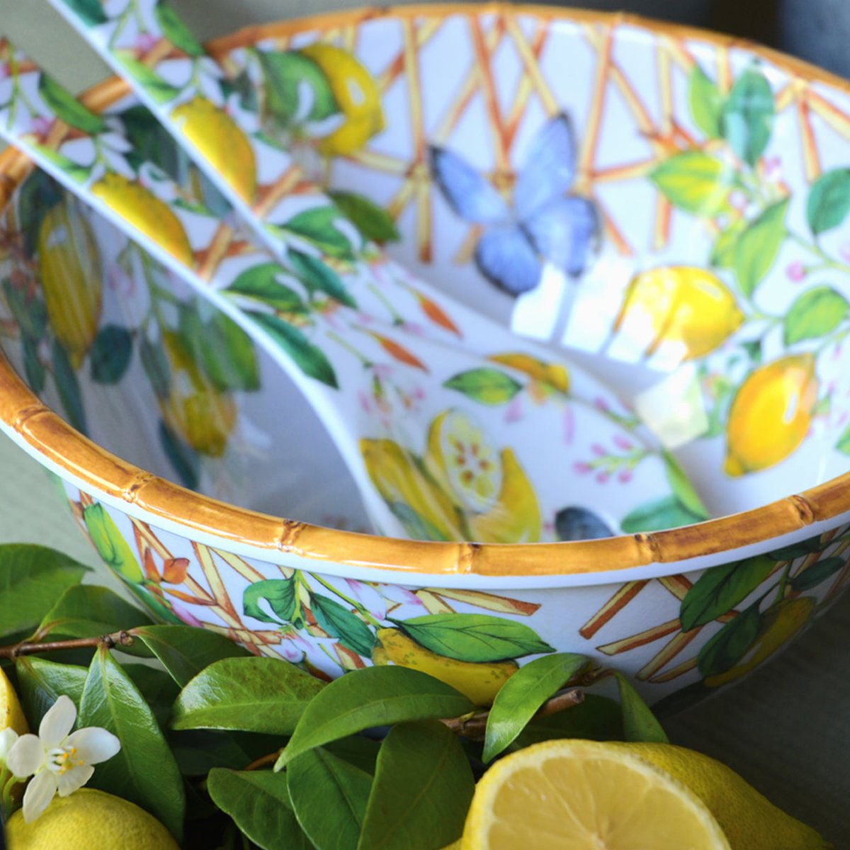 Saladier profond Capri 25 cm citrons jaunes - collection carpi, LES JARDINS DE LA COMTESSE