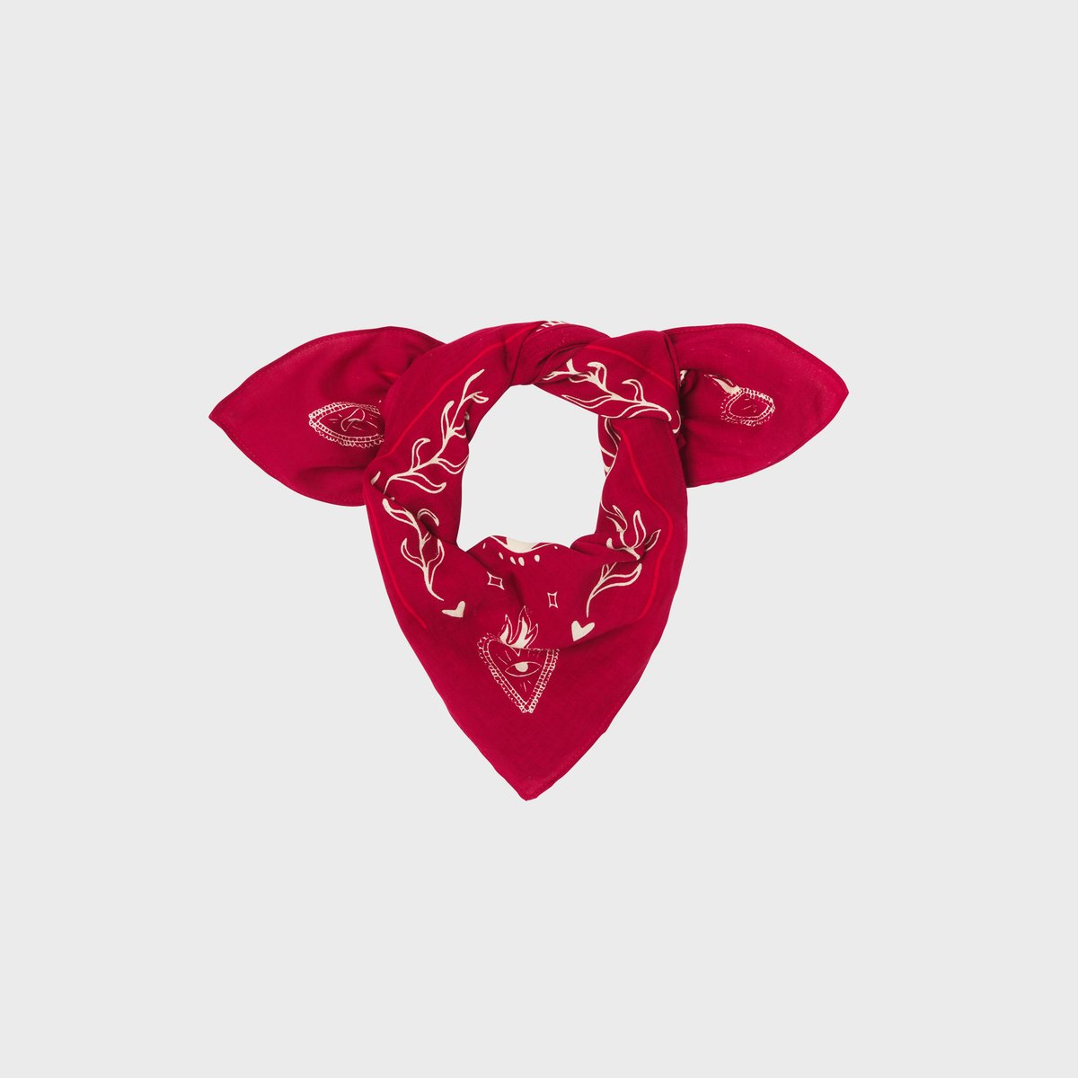 Petit foulard en coton biologique LISE rouge et blanc, BILLYBELT