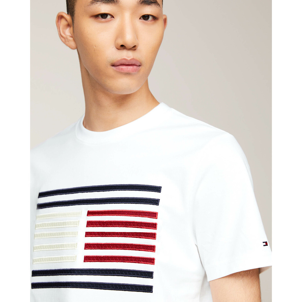 T-shirt met ronde hals en logo wit, TOMMY HILFIGER