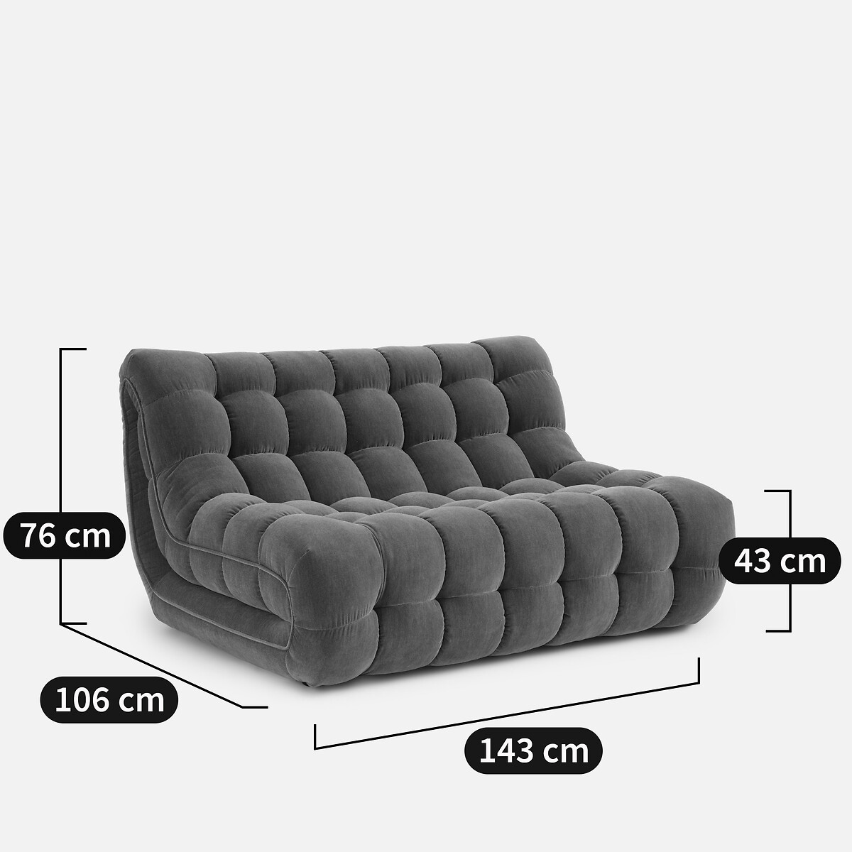 Banquette modulable 2 places, capitonnée, en velours, JUD caramel, AM.PM