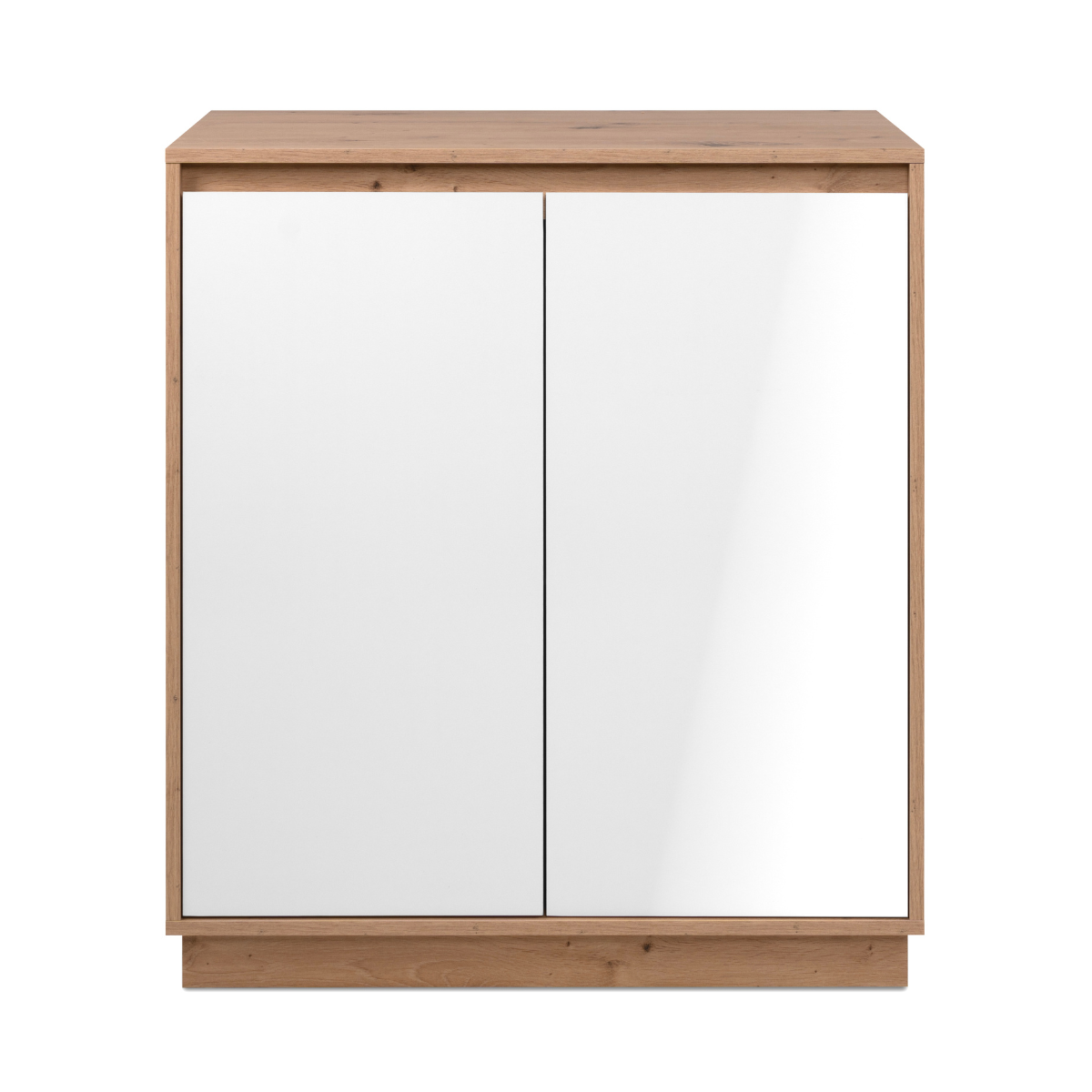 Petit buffet 2 portes L79 cm - PHOENIX chêne artisan / blanc brillant, CALICOSY