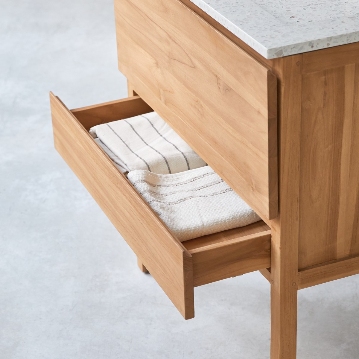Meuble Salle De Bain en Teck massif, EDGAR beige, TIKAMOON