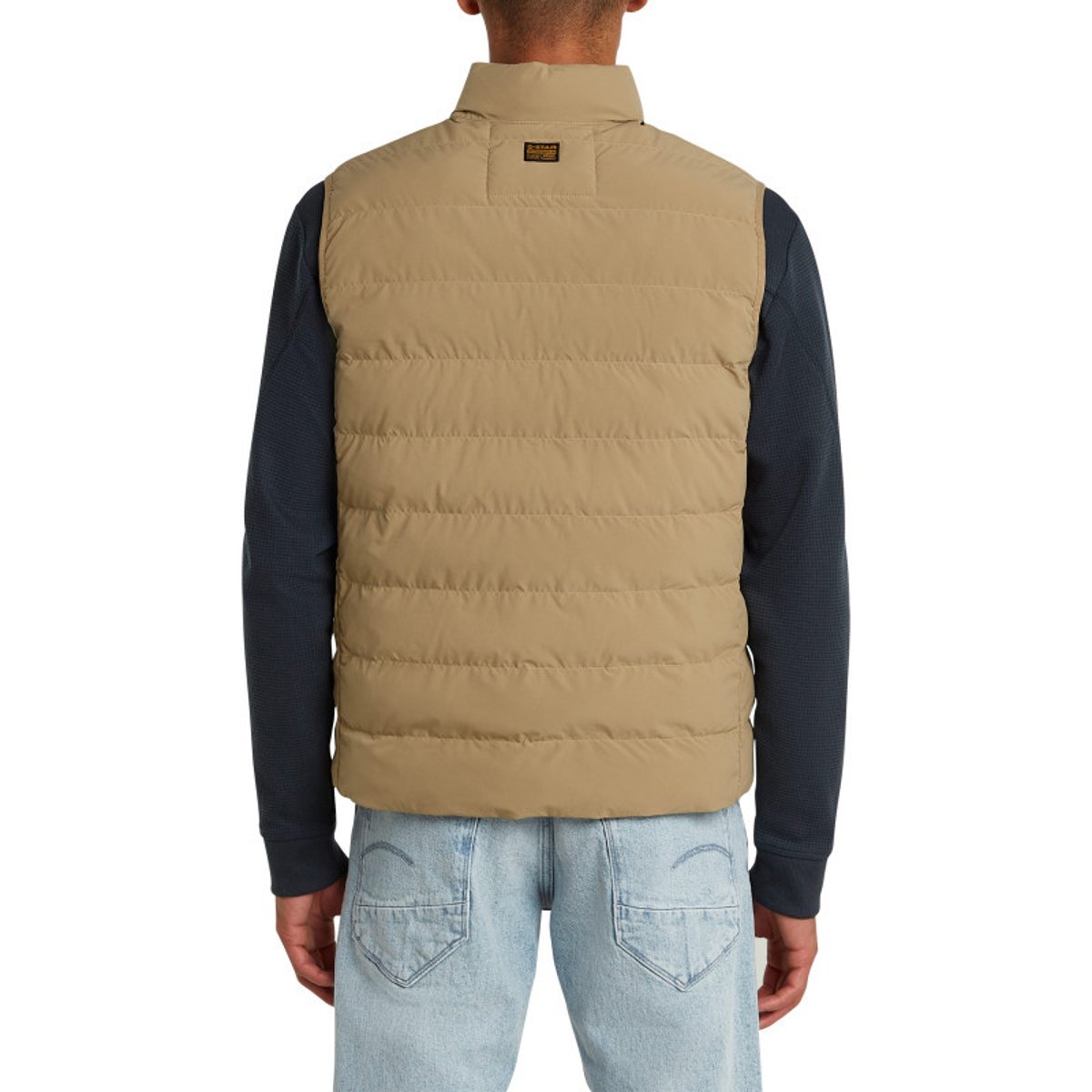 Doudoune sans manche beige unie avec une coupe droite et un col montant beige, G-Star RAW