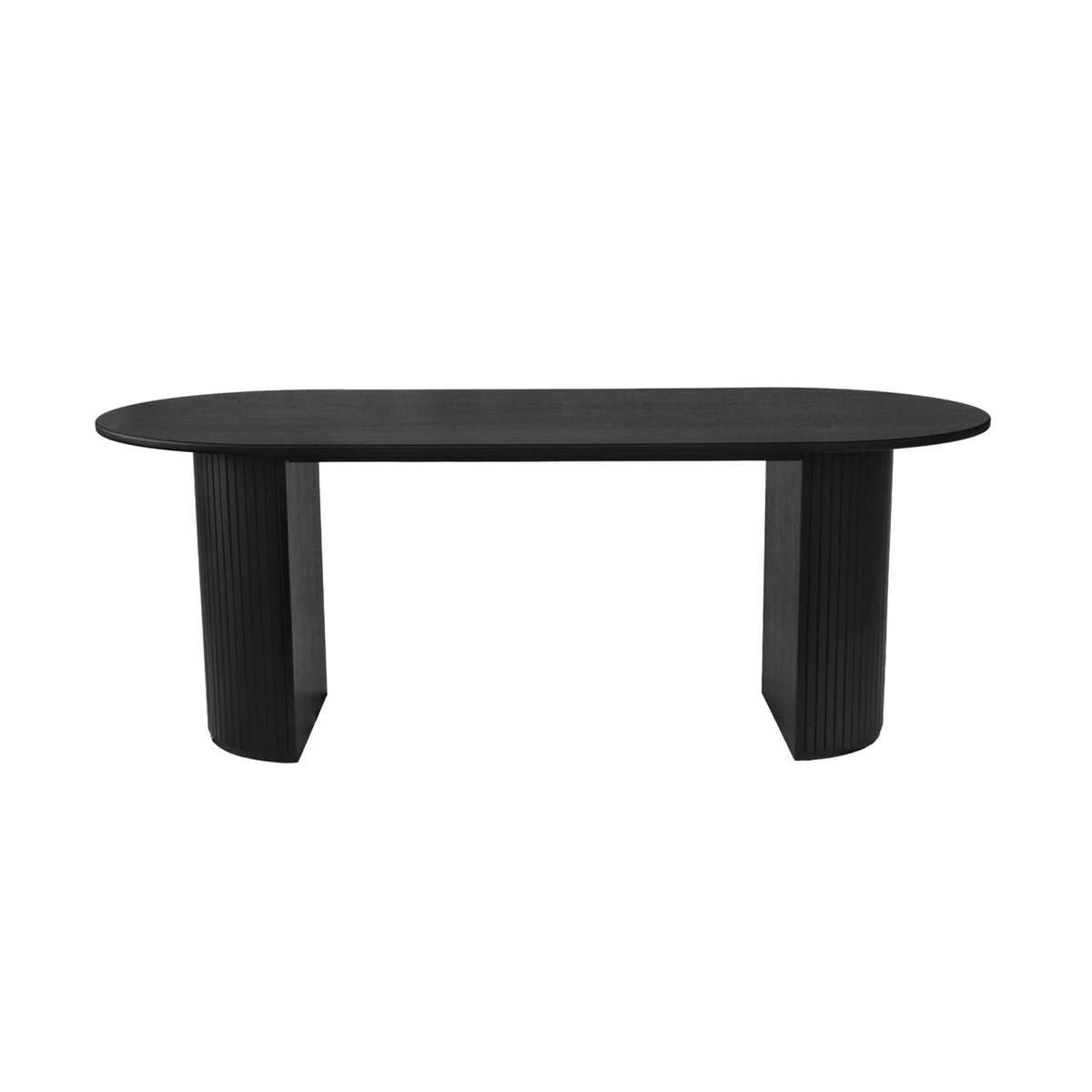 Table à manger oblongue bois d'hévéa et placage chêne 6-8 places ESTEBAN noir, SWEEEK