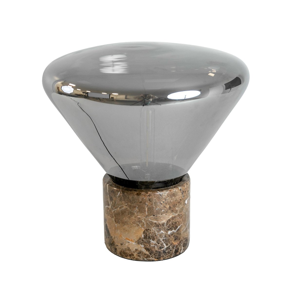 Lampe de table en verre effet miroir fumé et marbre céramique marron | noir, ANGEL CERDA