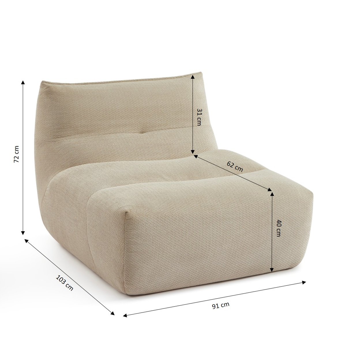 Banquette 2 places en tissu beige, PANTONE
