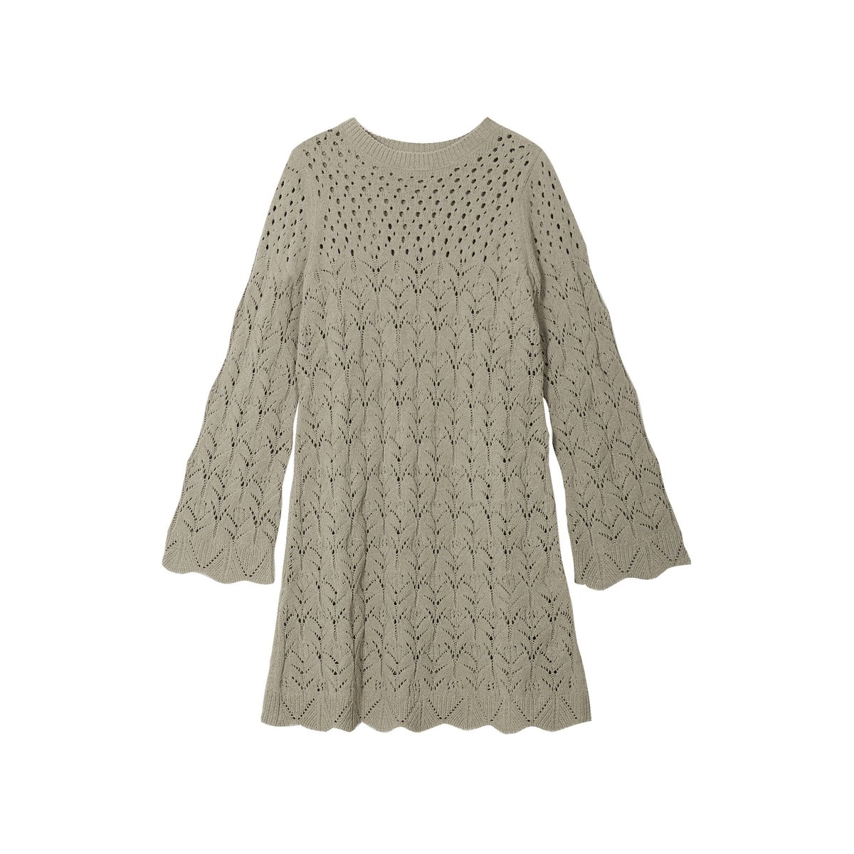 Robe tricot évasée ajourée vert kaki, CACHE CACHE