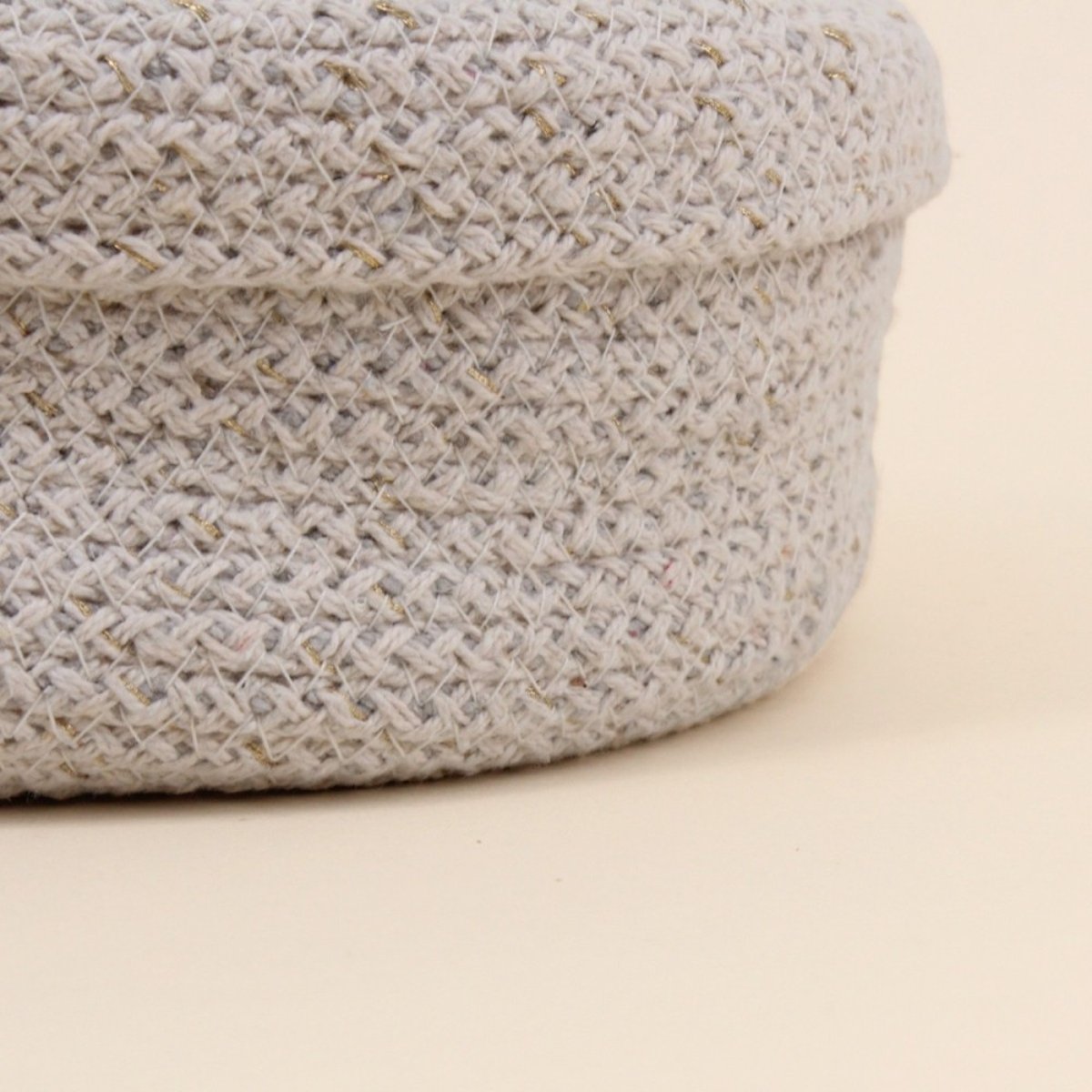 Panier ovale en coton avec couvercle 25x20cm beige, ORNAMI
