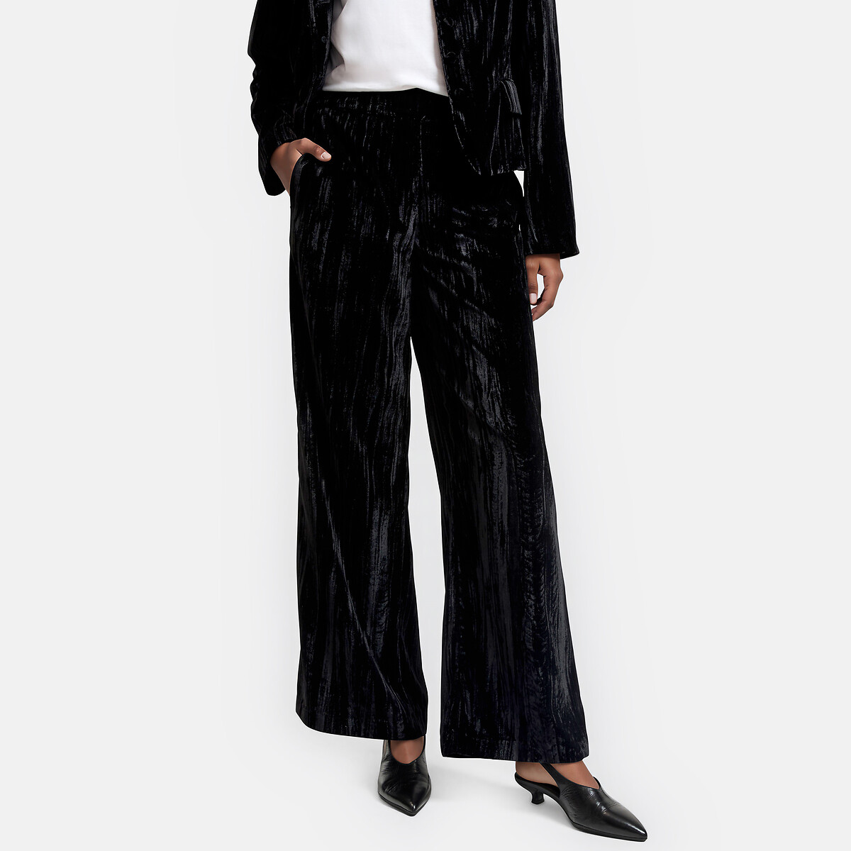 Pantalon large, en velours frappé noir, LA REDOUTE COLLECTIONS