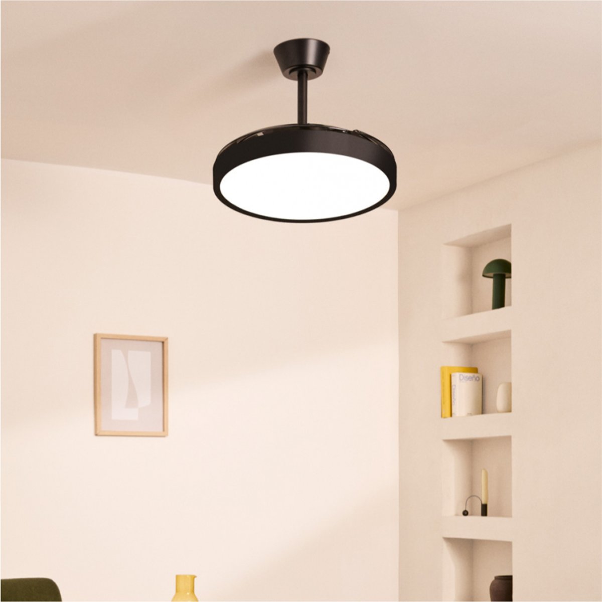 Ventilateur de plafond 40W silencieux avec lumiére et télécommande WIND CLEAR STUDIO noir/noir, CREATE