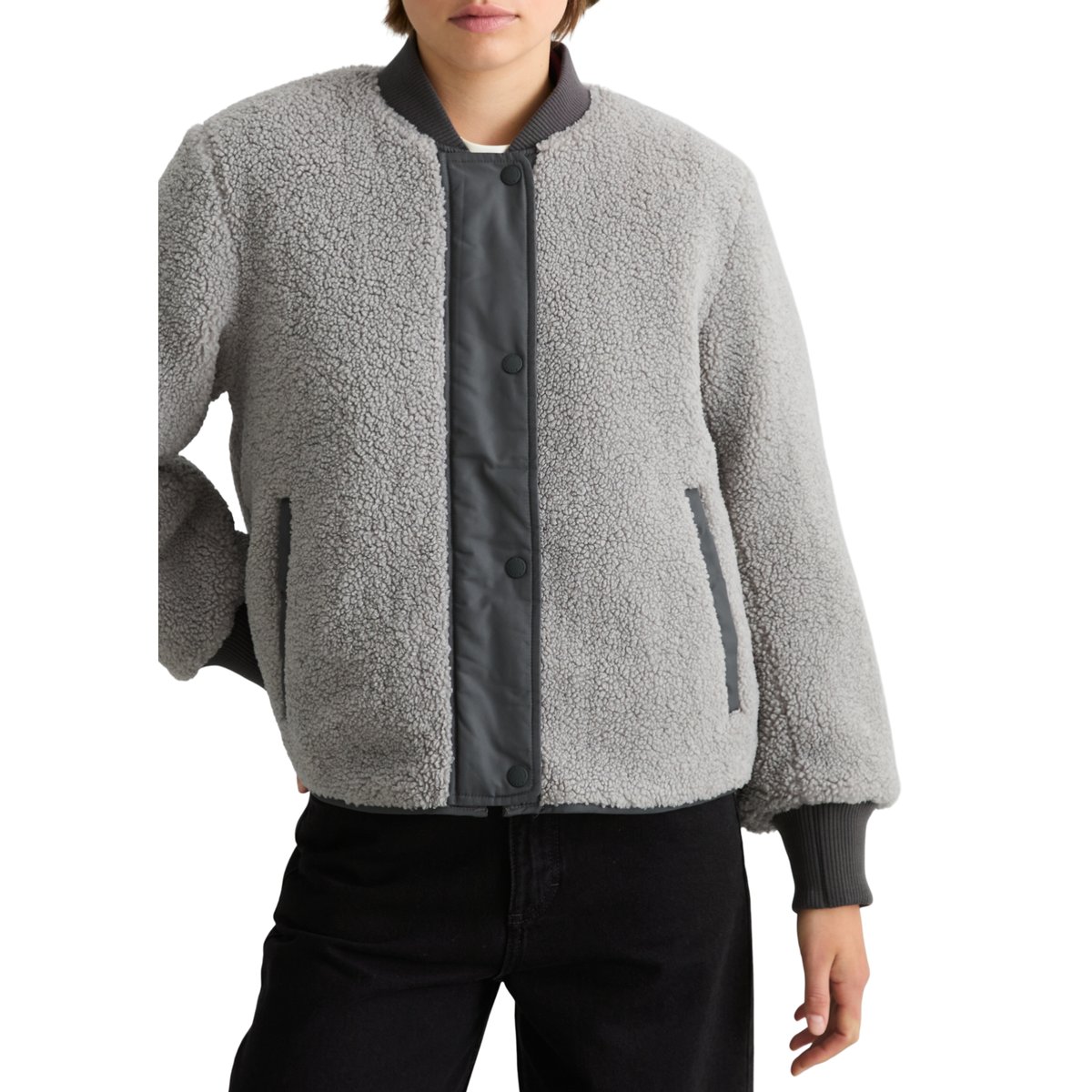 Blouson réversible coupe classique en polyester recyclé gris, MARC O’POLO DENIM