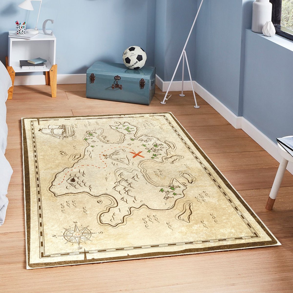 Tapis chambre enfant Carte Tresor beige, EDEN