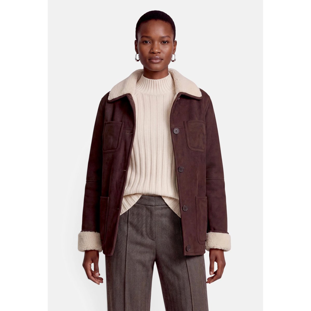 Veste casual à poches plaquées patch brown/beige, ZERO