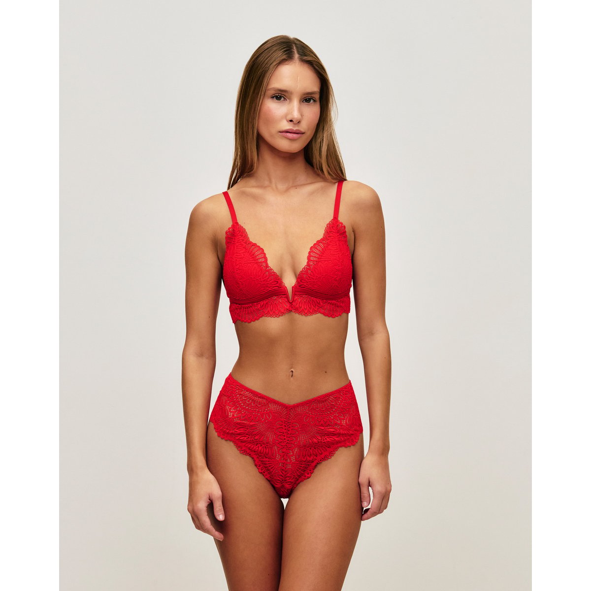 Soutien-gorge triangle push-up en dentelle florale HEARTGIRLIZ rouge, UNDIZ