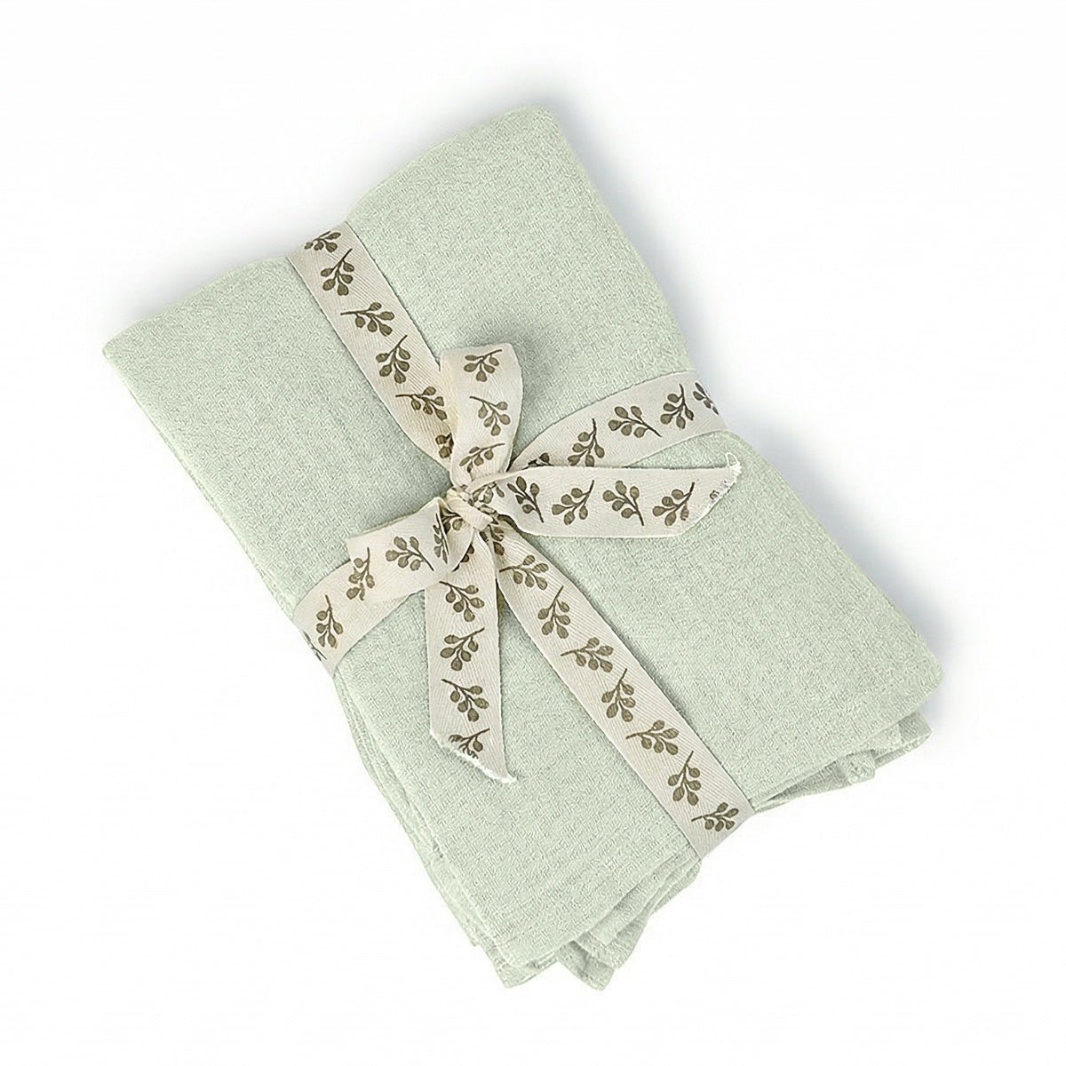 Nappe + 4 serviettes gaze de coton ALMA Made in Europe vert amande, FEBRONIE