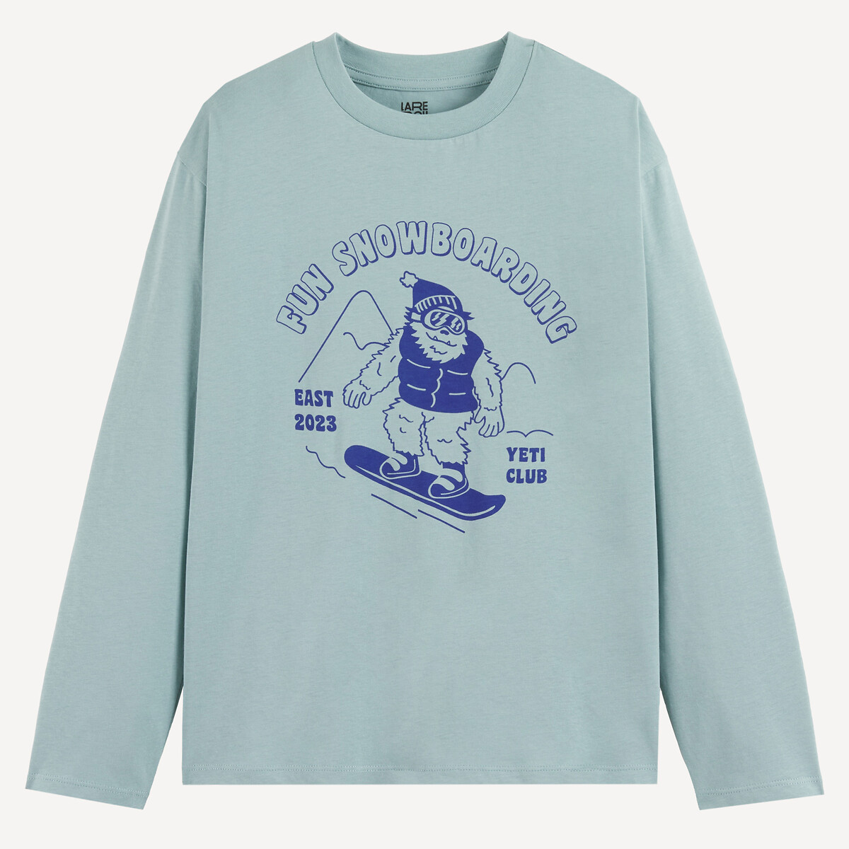 T-shirt manches longues, imprimé Yeti bleu, LA REDOUTE COLLECTIONS