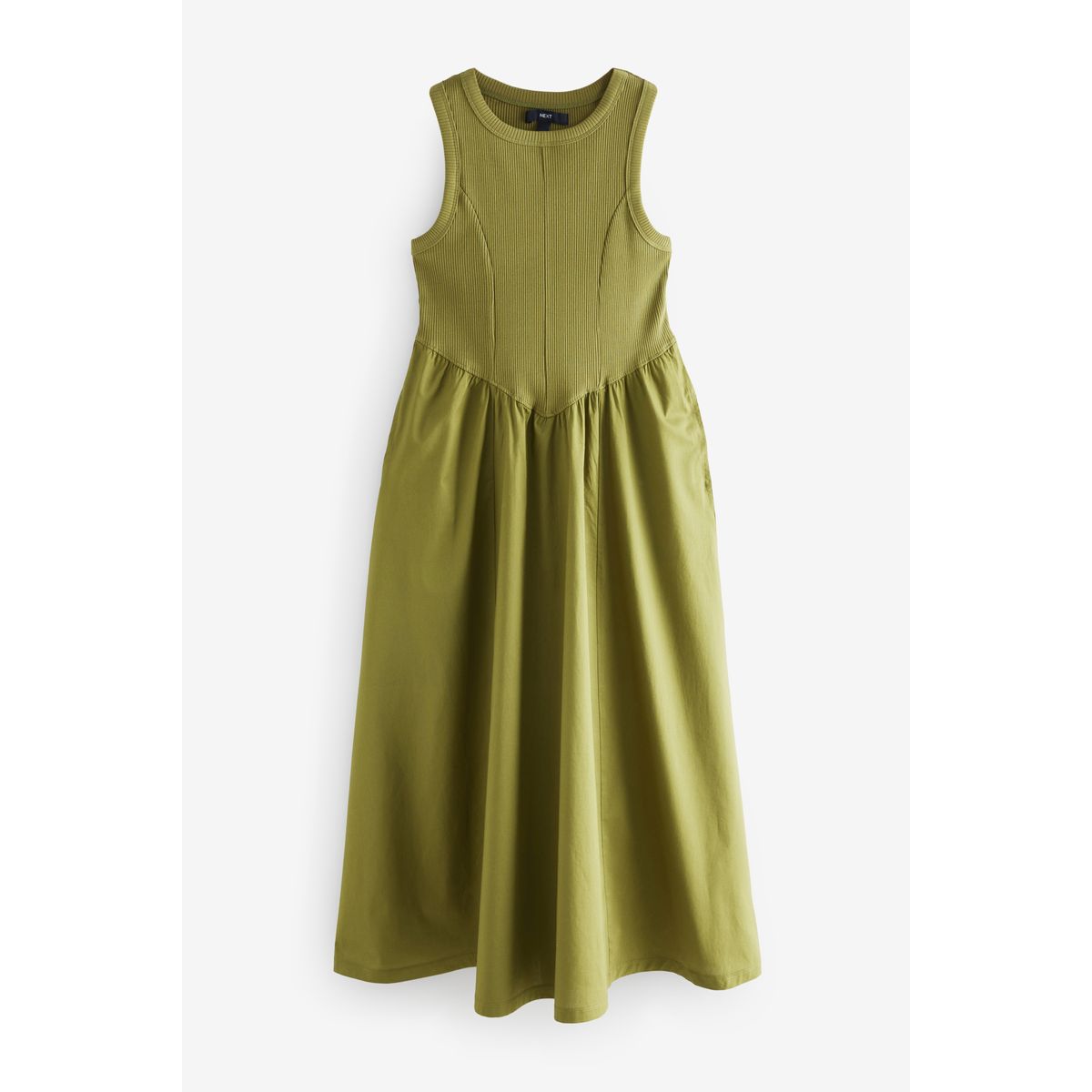 Robe mi-longue sans manches dos nageur vert kaki, NEXT