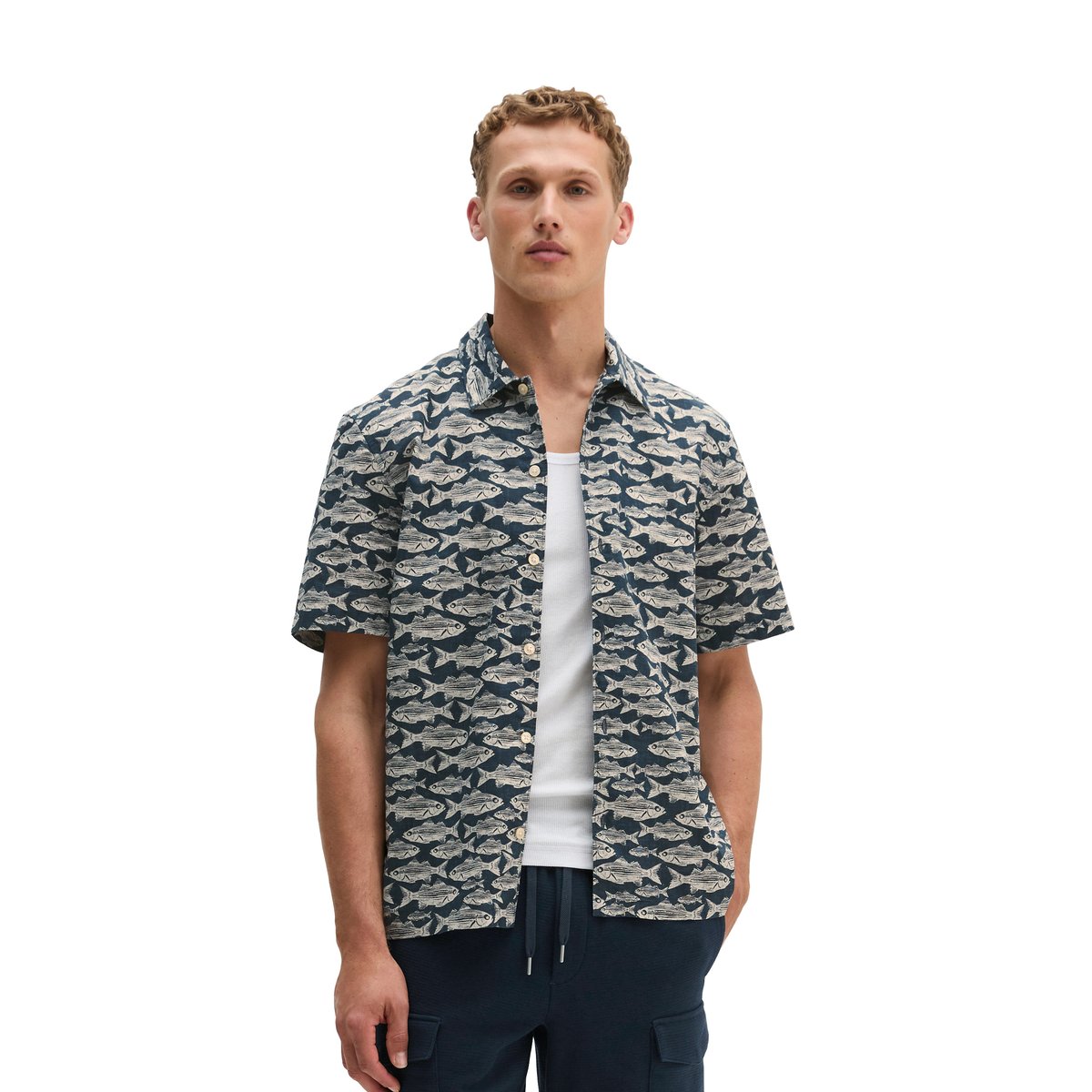 Chemise regular en popeline de coton bio bleu clair, MARC O'POLO