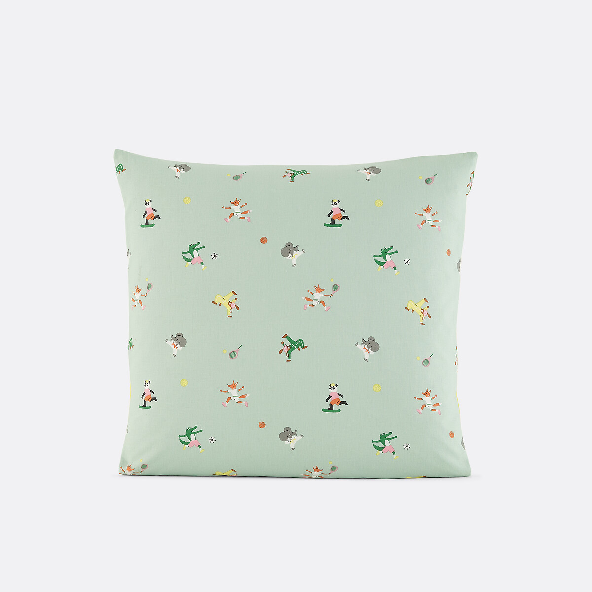Funda de almohada infantil, 50% algodón reciclado, estampado de animales, ANIMAUX SPORTIFS verde azulado, LA REDOUTE INTERIEURS