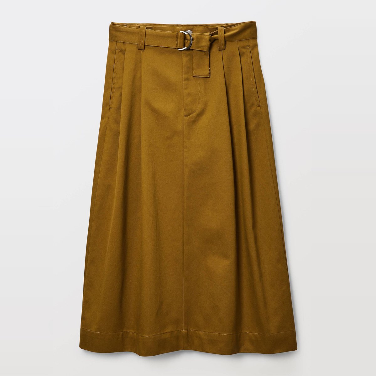 Jupe longue plissée avec ceinture vieil or, MONOPRIX