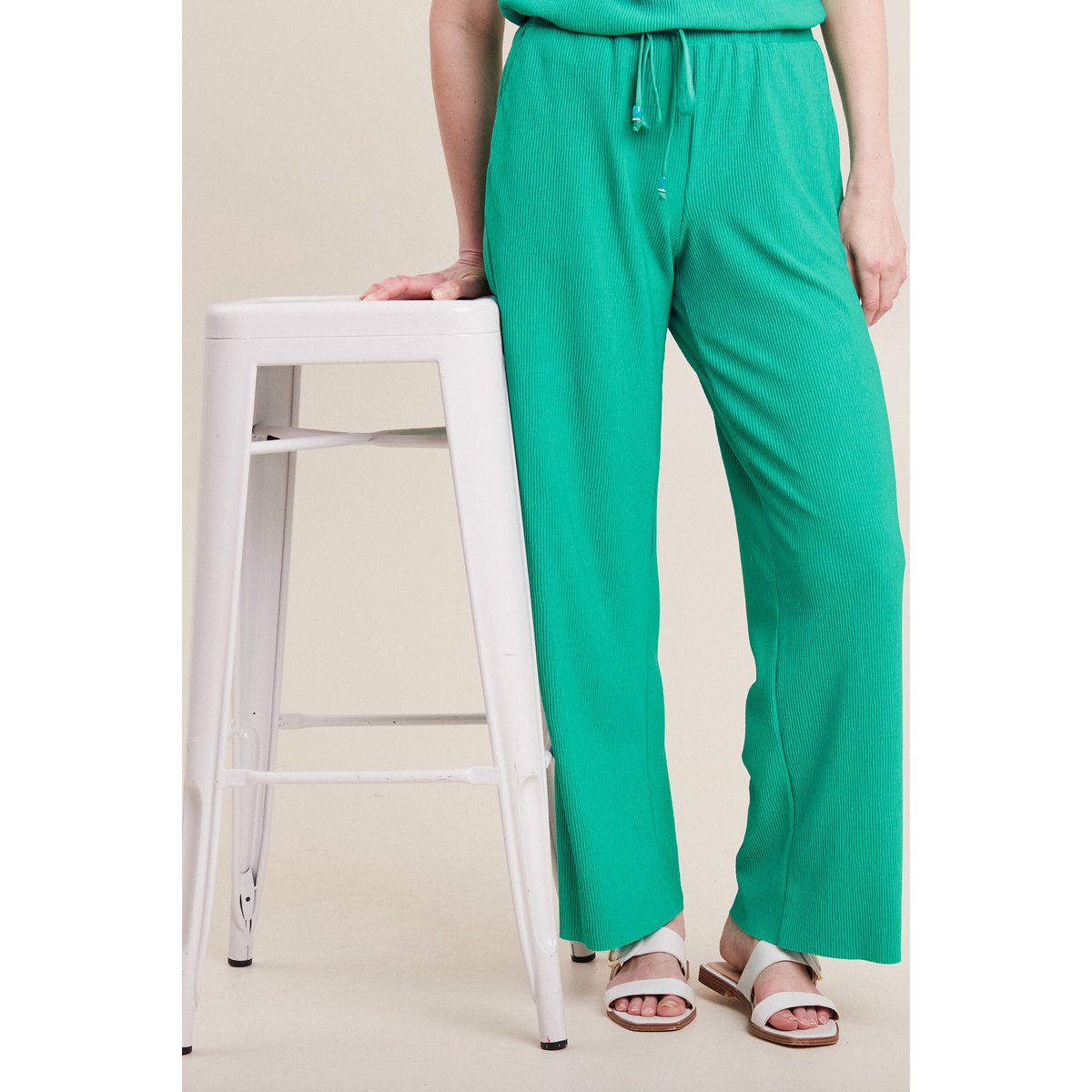 Pantalon flou taille basse vert turquoise, BREAL