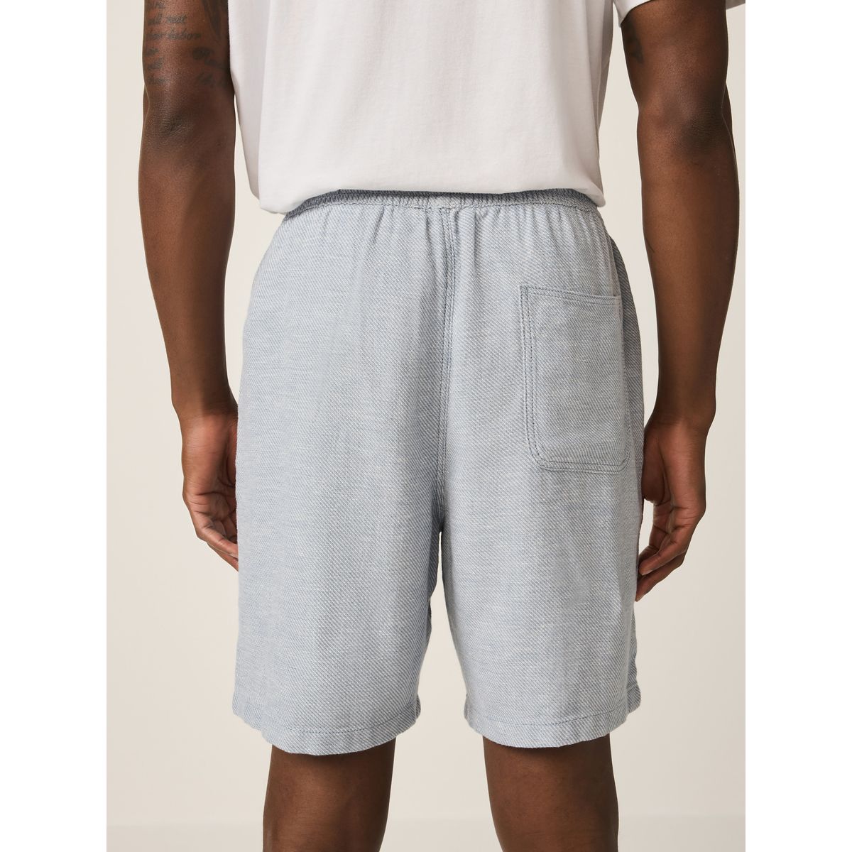 Short en lin mélangé à taille élastique bleu, NEXT